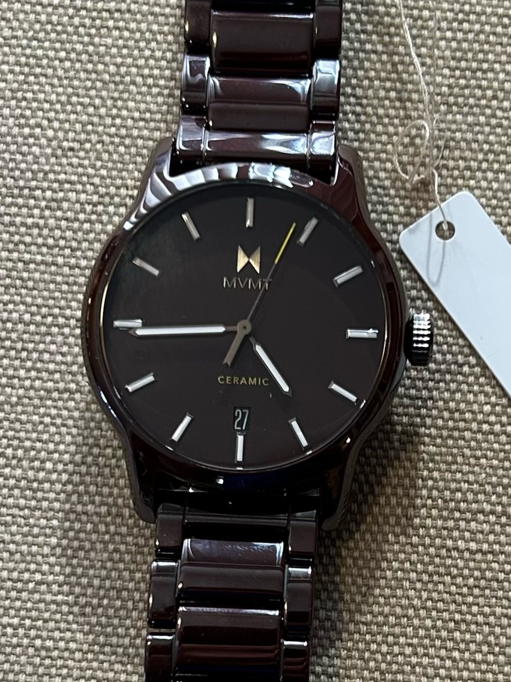 MVMT Classic II Burgundy Red Ceramic Watch With 44mm Face & Ceramic Bracelet
